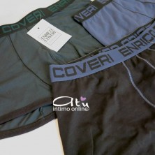 Enrico Coveri mutande Boxer EB1697-N Tris nero verde e jeans profili contrasto